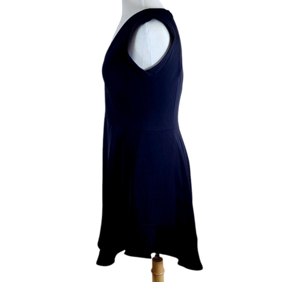 NWT J.CREW Black V Neck Stretch Ponte Sleeveless Ruffle Hem Sheath Dress 6 - Picture 5 of 10